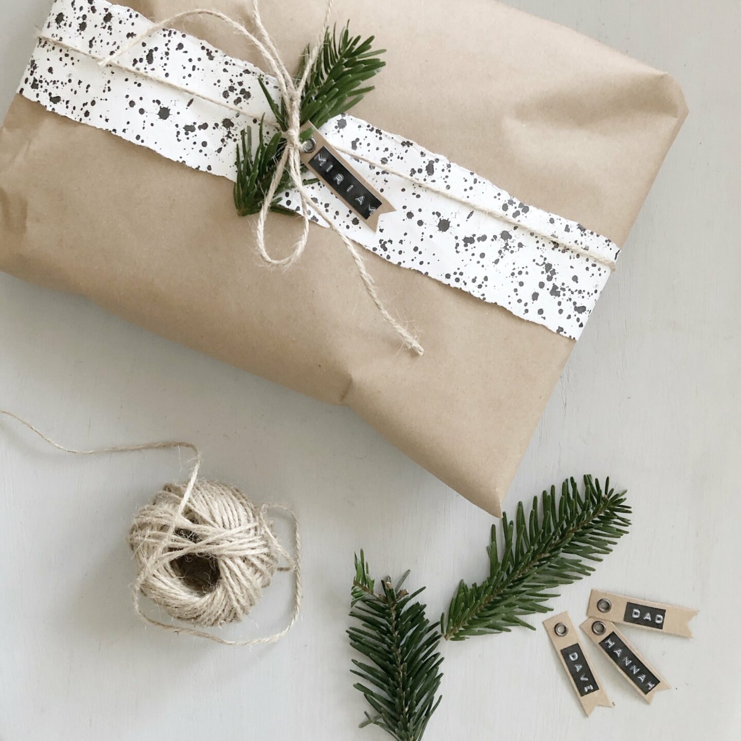 Eco-friendly brown paper wrapped Christmas present